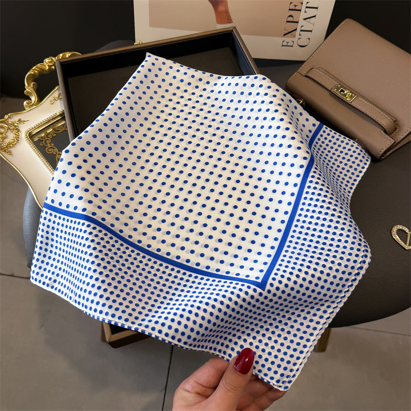 Simple Polka Dot Square Silk Scarf