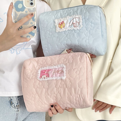 Quilted Patch Cosmetic Bag Cute Portable Large Capacity Bag