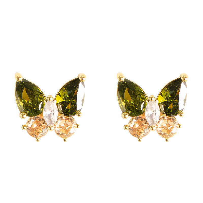 Butterfly Crystal Zircon Stud Earrings Elegant Minimalist Jewelry