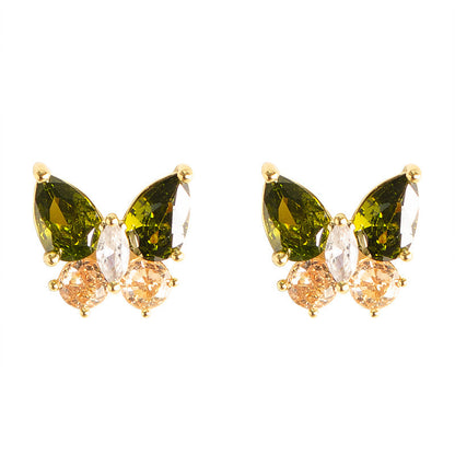 Butterfly Crystal Zircon Stud Earrings Elegant Minimalist Jewelry