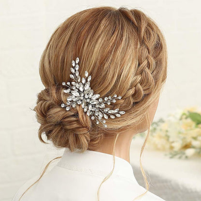 Silver Glass Wedding Hair Comb Side Headpiece