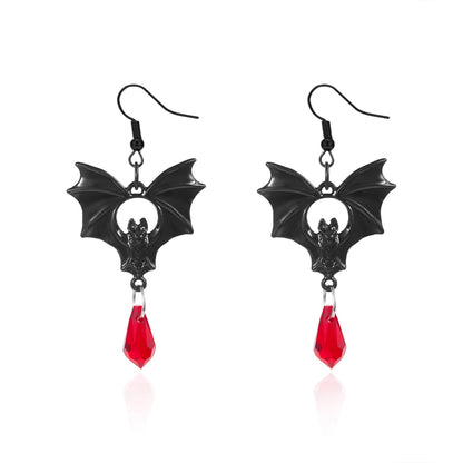 Vintage Gothic Bat Halloween Dangle Earrings