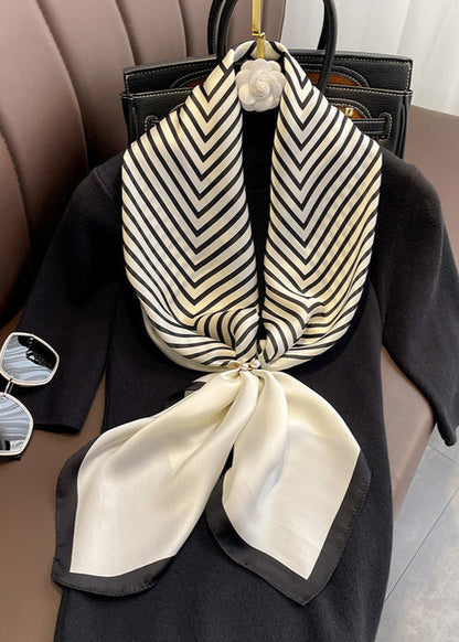 Monochrome Chevron Silk Polyester Satin Scarf