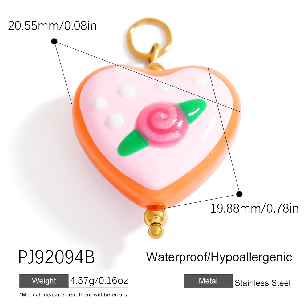 Hand-Painted DIY Jewelry Accessories Summer Dopamine Glass Heart Pendant