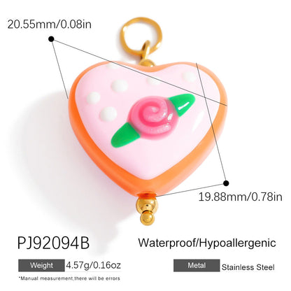 Hand-Painted DIY Jewelry Accessories Summer Dopamine Glass Heart Pendant