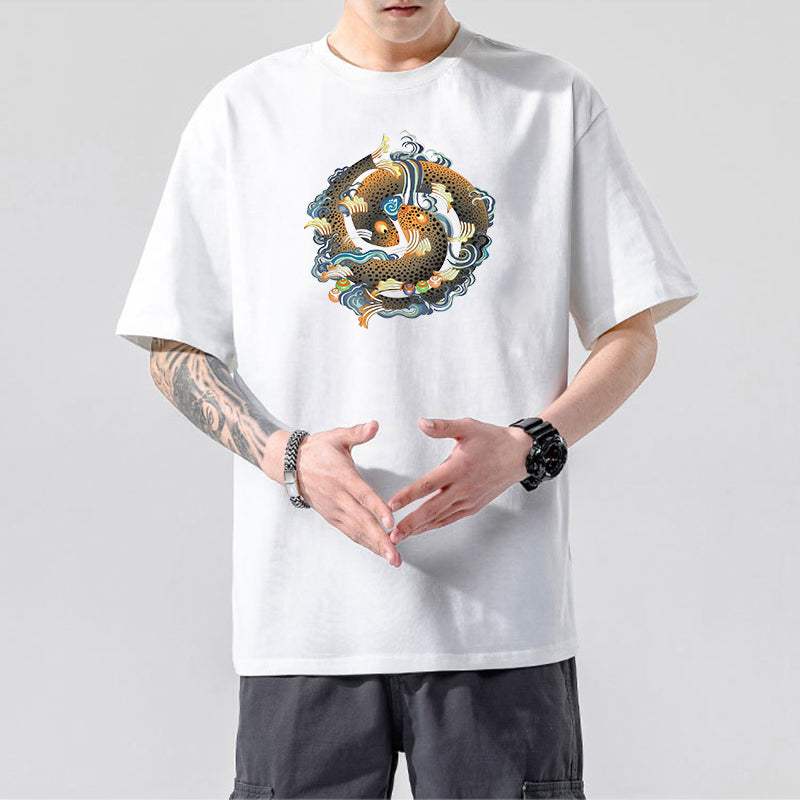 Tibetan Culture T-Shirt, Tibetan Totem, Eight Auspicious Characters, Six True Words, Short Sleeved Tibetan Clothing, Yak Clothing