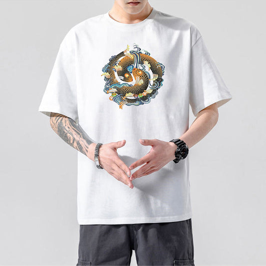 Tibetan Culture T-Shirt, Tibetan Totem, Eight Auspicious Characters, Six True Words, Short Sleeved Tibetan Clothing, Yak Clothing