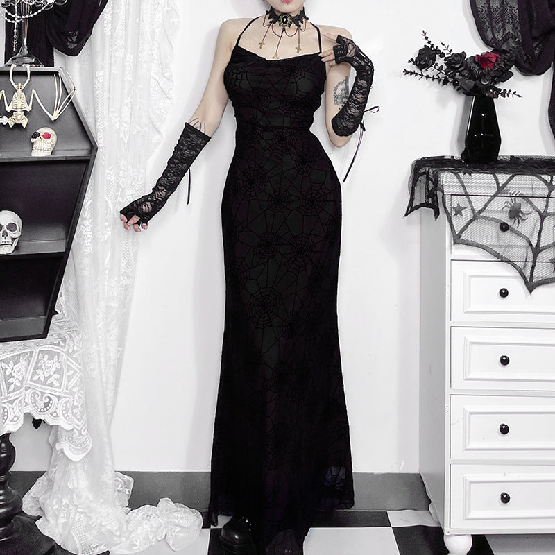 Spider Web Backless Summer Dress Sexy V-Neck
