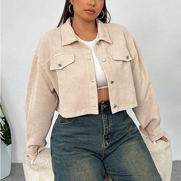 Casual Solid Color Jacket for Plus Size Women