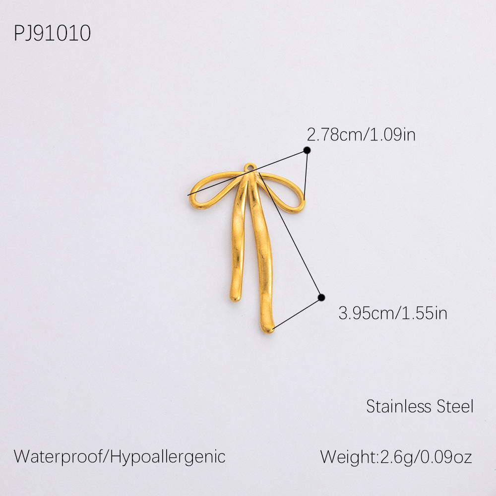 Vintage DIY 18K Gold Plated Stainless Steel Bow Star Heart Pendant