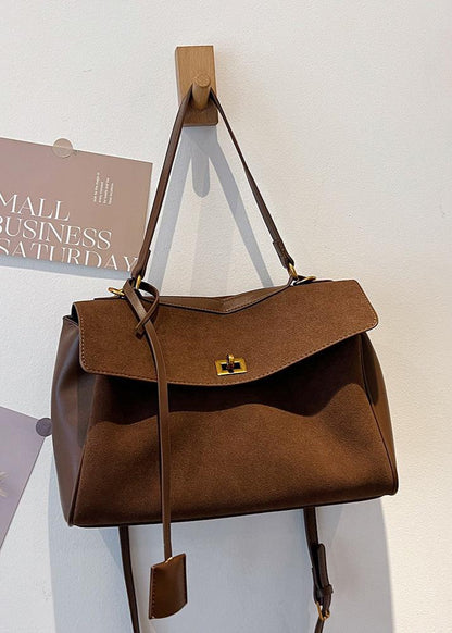 Top Handle Leather Satchel With Gold Tone Hardware