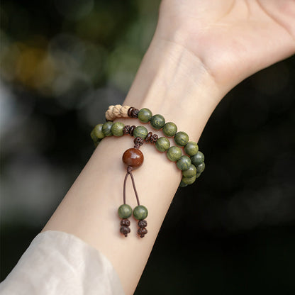 Old Material Green Sandalwood Buddha Beads Bracelet Female Forest Student Sandalwood Passion Seed Bracelet Couple Ethnic Style