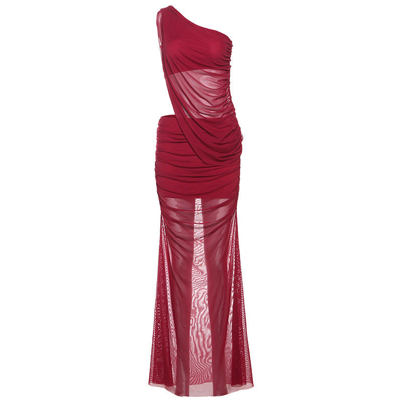 Burgundy Crop Top And Bodycon Maxi Skirt Set