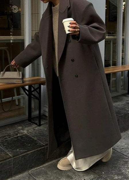 Double Breasted Wool Overcoat Brown Classic