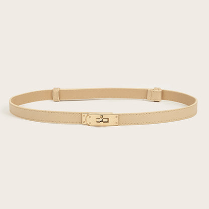Simple Elegant Fine Leather Metal Belt