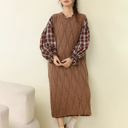 Artistic Diamond Pattern Hand-Crocheted Knit Dress Vest for Women
