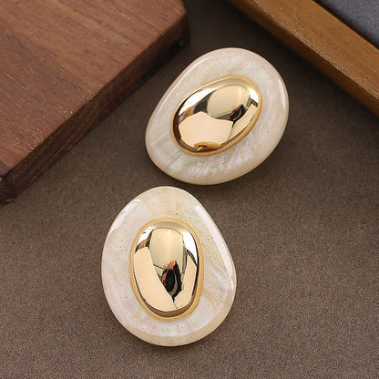Geometric Resin Earrings With 925 Silver Pins