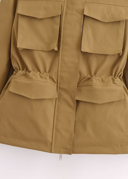 Utility Pocket Jacket Durable Weather Resistant Brown