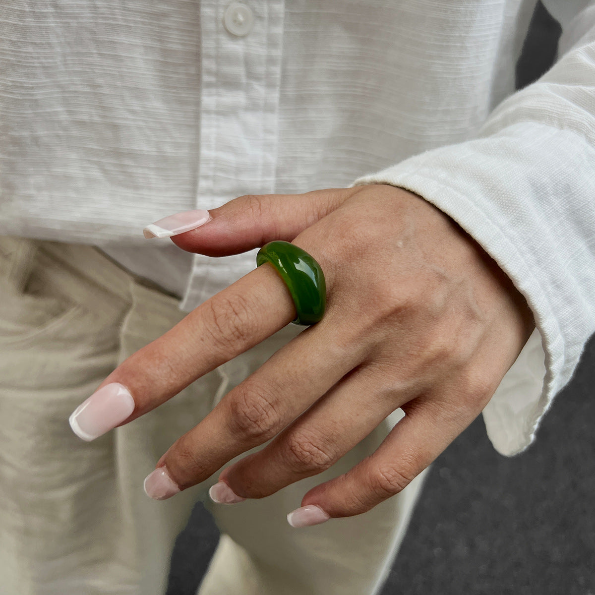 Colorful Resin Rings Geometric Design For Women