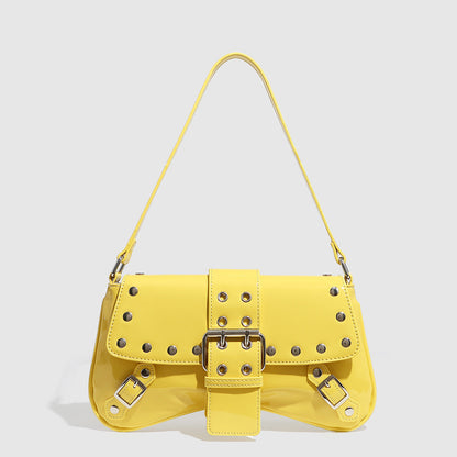Punk Studded Hollow PU Leather Shoulder Bag