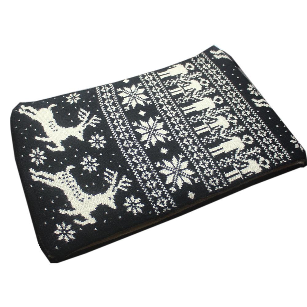 Autumn And Winter Christmas Snowflake Fawn Elk Knitted Scarf Thickened Double-Sided Couple Scarves For Men And Women