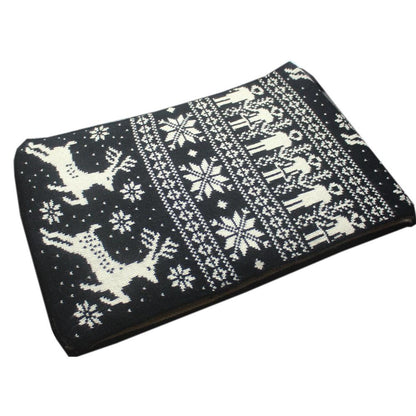 Autumn And Winter Christmas Snowflake Fawn Elk Knitted Scarf Thickened Double-Sided Couple Scarves For Men And Women