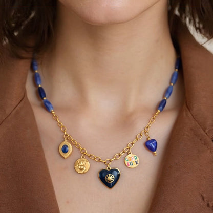 DIY Stainless Steel Heart Pendant Necklace Elegant Layered Design