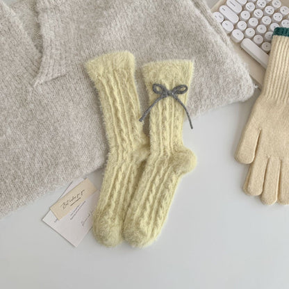 Fuzzy Soft Cable Knit Plush Crew Socks