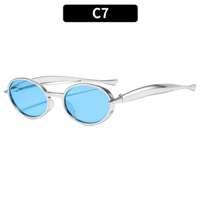 Trendy Oval Frame Sunglasses UV400 Protection for Outdoor Activities