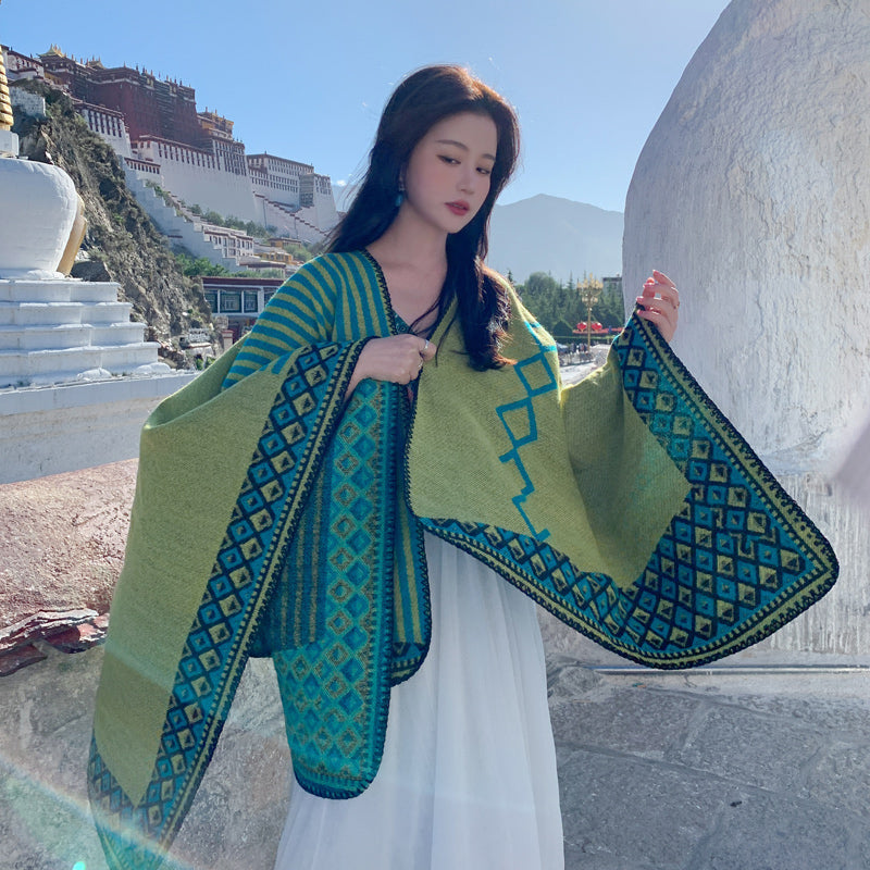 Ethnic Tibetan Shawl Cloak Warm Scarf