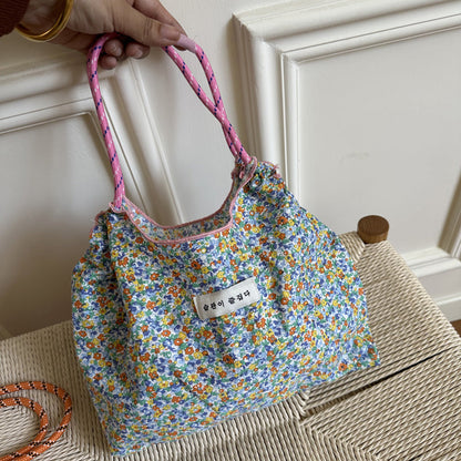 Large Capacity Floral Shopping Bag, Eco-Friendly Tote