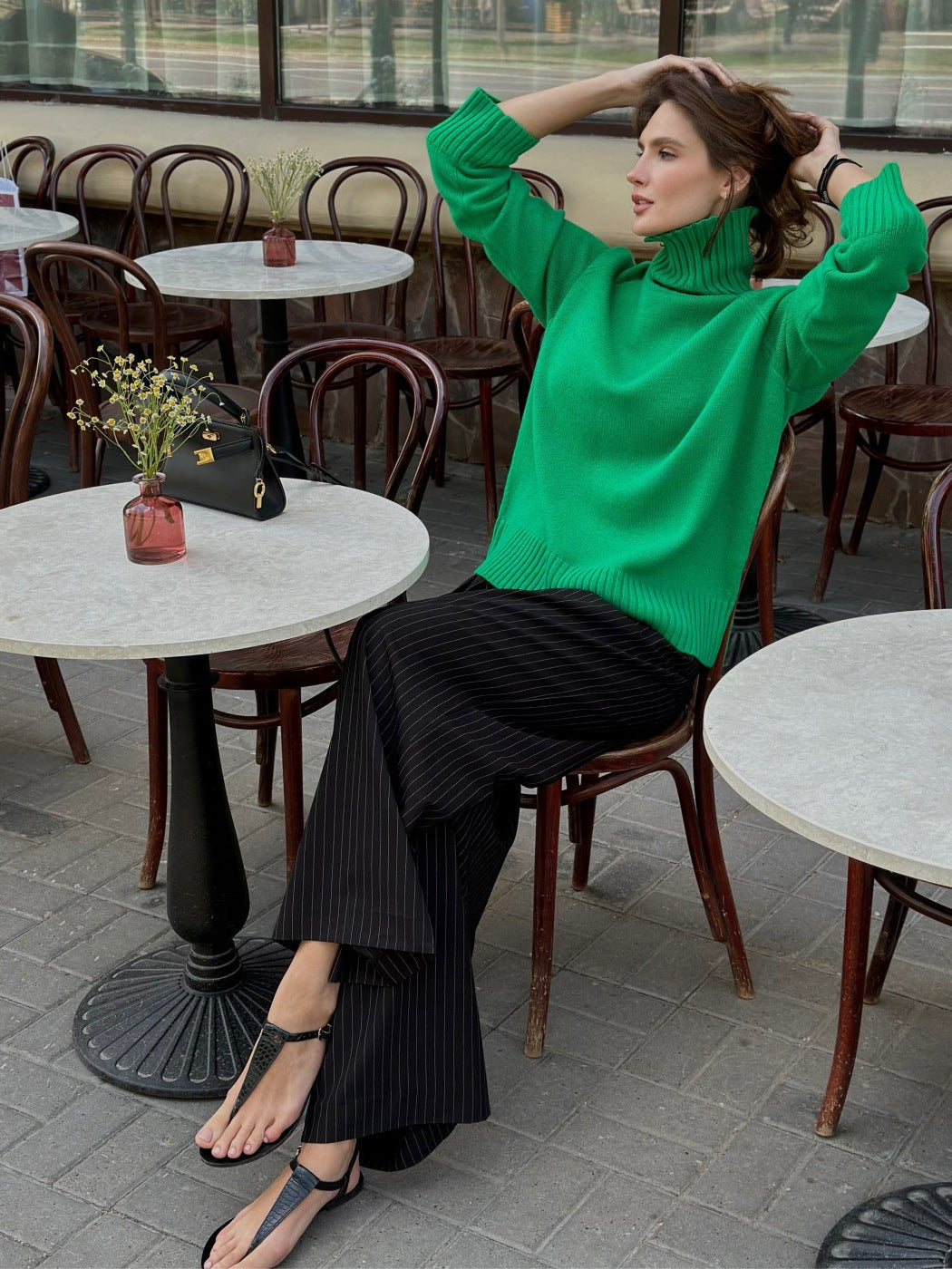 Chic High Neck Sweater Casual Pullover Solid Color