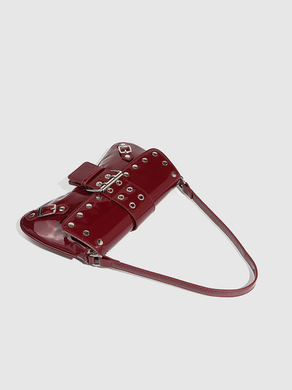 Punk Studded Hollow PU Leather Shoulder Bag