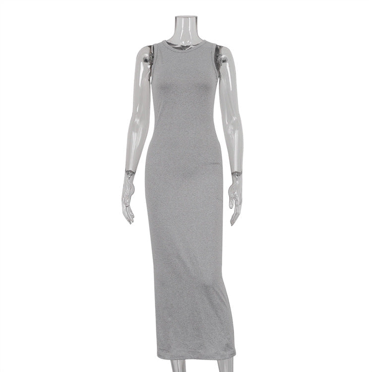 2 Pcs Casual Long Cardigan Tank Dress Set
