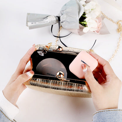 Metallic Pleated Evening Clutch Bag Stylish Formal Purse