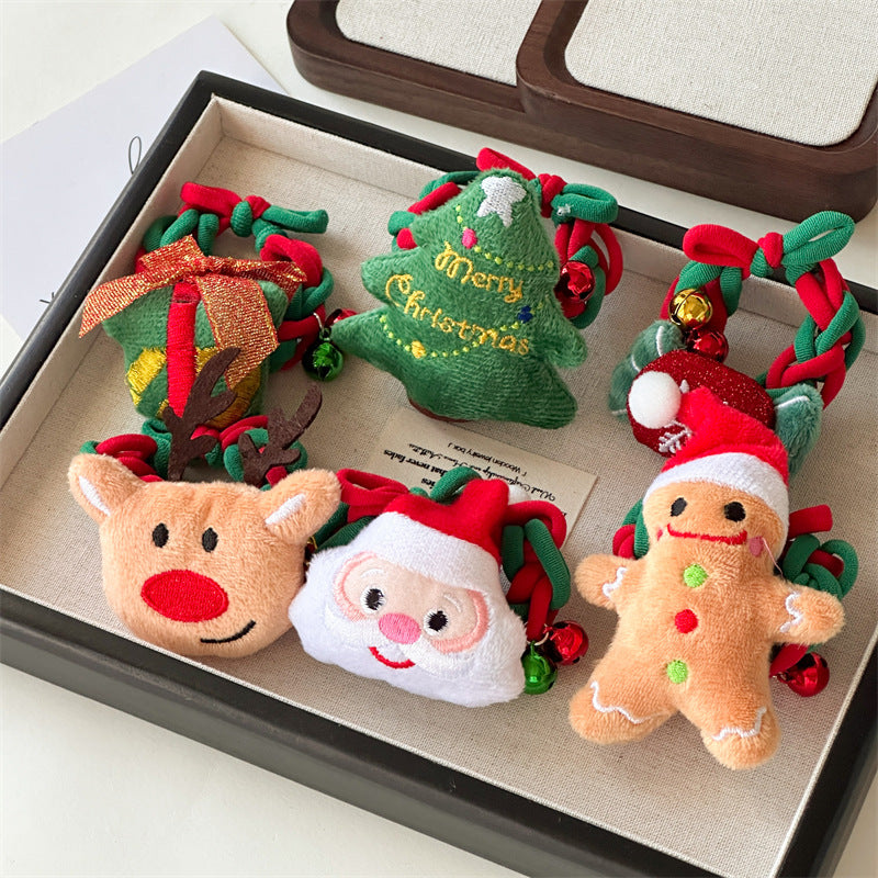 Cute Christmas Tree Braided Velvet Hair Tie