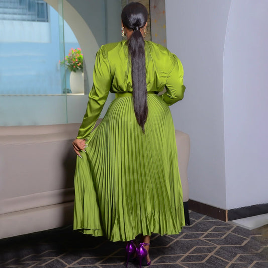 Elegant Solid Color Long Sleeve Dress Set