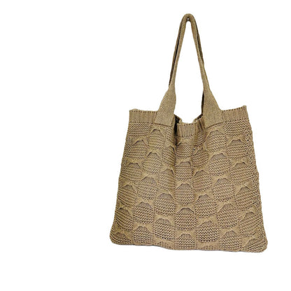 Solid Color large Cpacity Knit Shoulder Tote Bag