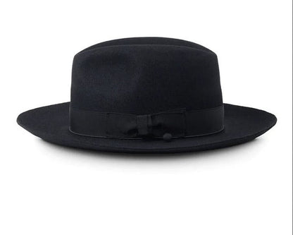 Stylish Wool Fedora Hat Classic British Wide-Brimmed Felt Hat