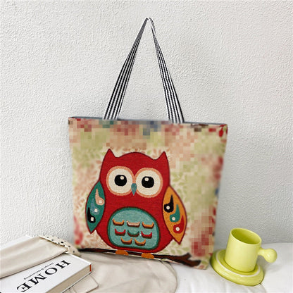 Ethnic Vintage Embroidered Canvas Tote Bag for Women