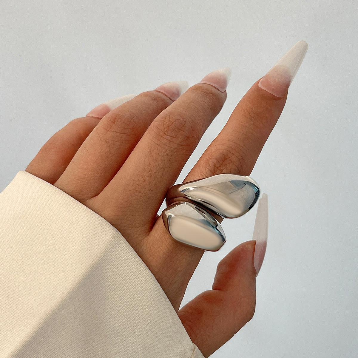 Trendy Geometric Metal Rings Set For Women