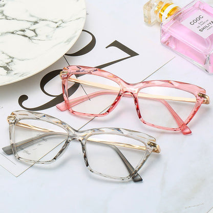 Retro Transparent Multi-Faceted Crystal Eyeglasses Frames