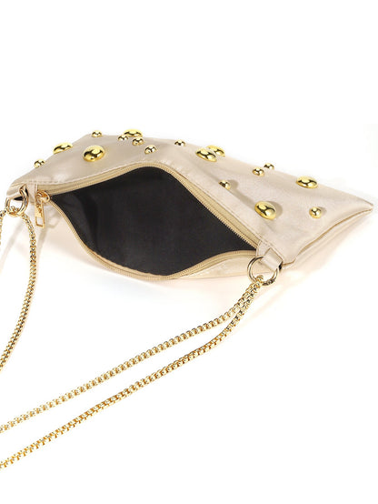 Elegant Satin Clutch Studded Evening Shoulder Bag