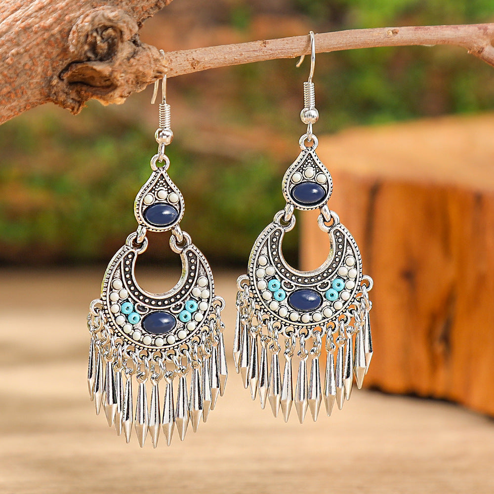 Fashion Tassel Bead Earrings for Women Stylish Vintage Jewelry