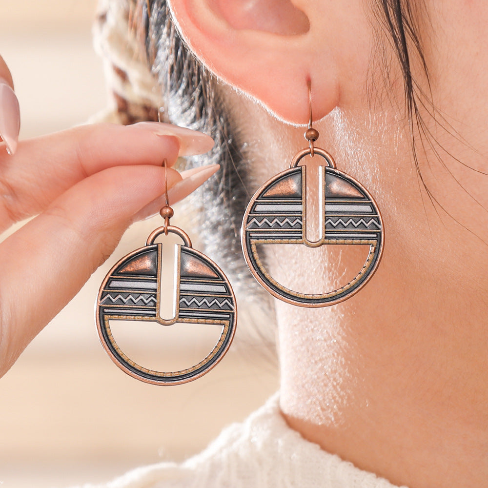 Retro Bohemian Geometric Tassel Earrings Set