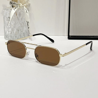 Trendy Rectangle Narrow Frame Sunglasses for Men and Women
