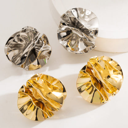 Floral Petal Metal Earrings Chic Design Statement Earrings