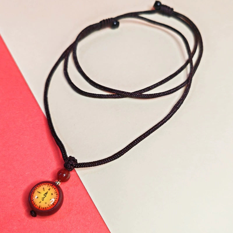 High-Content Purple Gold Sand Cinnabar Manjushri Bodhisattva Double-Sided Thangka Pendant Necklace