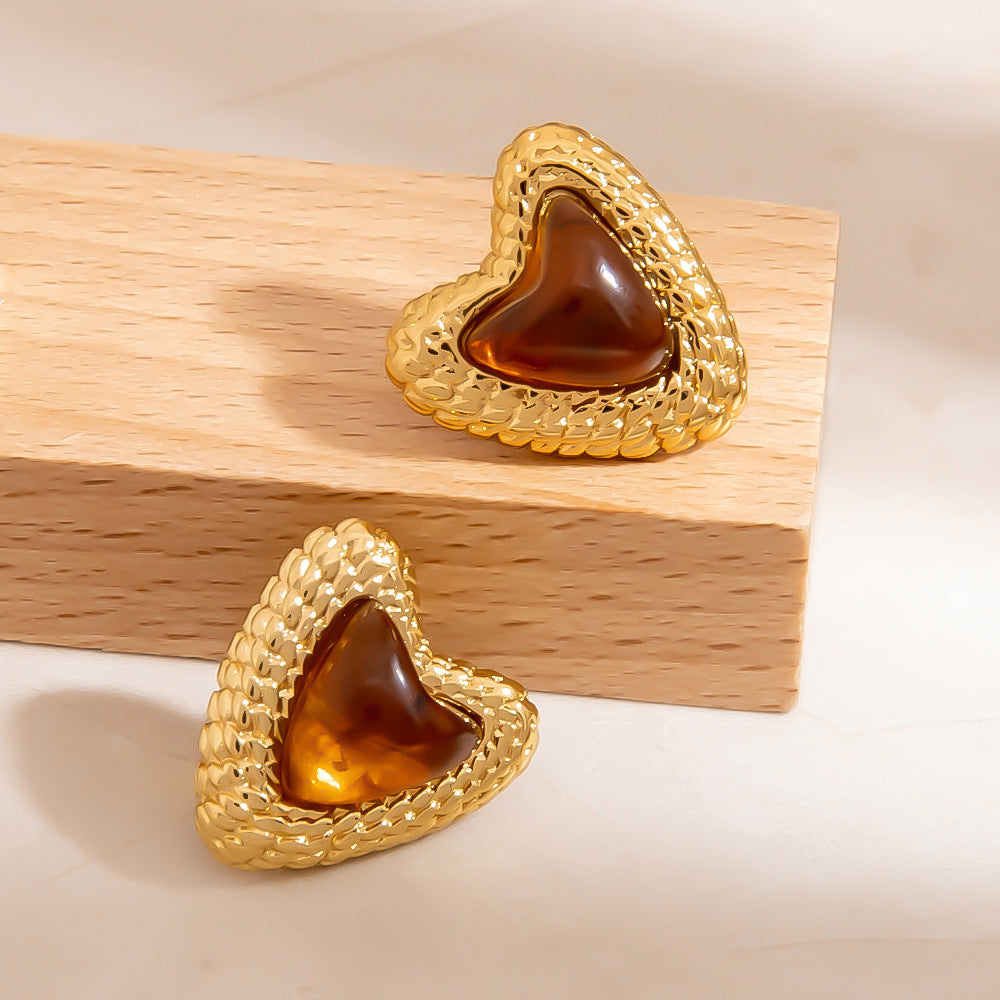 Heart Shaped Stainless Steel Earrings Trendy Minimalist Design