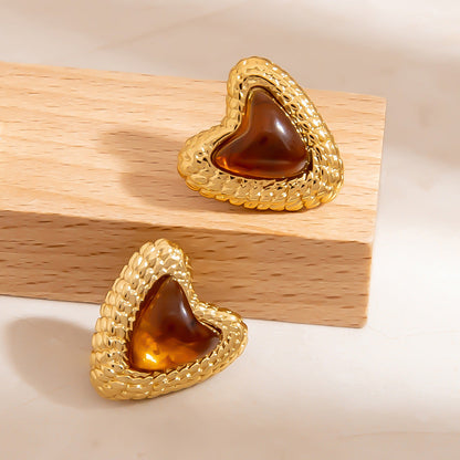 Heart Shaped Stainless Steel Earrings Trendy Minimalist Design